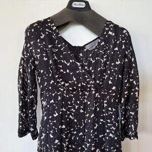 Sport Max Black and Cream Silk Dress